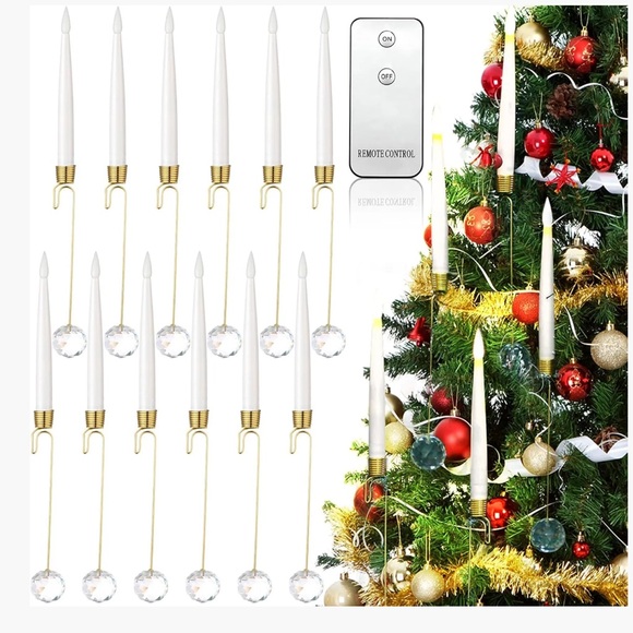 NIB twelve (12) flameless Christmas tree candles with dangling snowflakes ❄️ - Picture 9 of 13